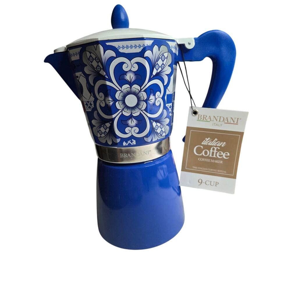 NWT Brandani Italian Espresso Moka Pot -9 Cups Decorative & Functional Kitchen